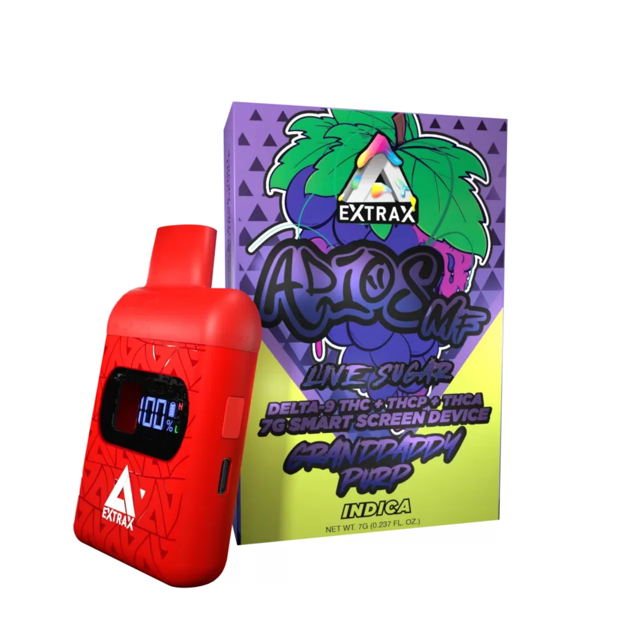Delta Extrax Adios MF D9 THC-P THC-A Live Resin Sugar Smart Screen Disposable - 7G - Image 3
