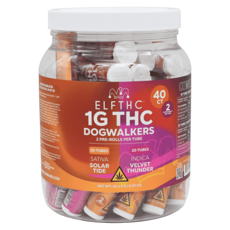 ELFTHC THC Dogwalkers Prerolls 1G - 40COUNT Solar Ride/Sativa-Velvet Thunder/Indica