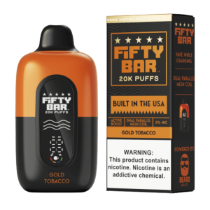 Fifty Bar V2 20000 Puff Disposable Black Series Gold Tobacco – Puffezee