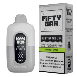 Fifty Bar V2 20000 Puff Disposable Frozen Apple White Series – Puffezee