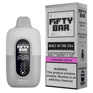 Fifty Bar V2 20000 Puff Disposable Strawberry Kiwi Ice White Series – Puffezee