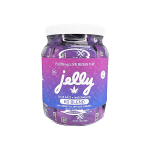 Jelly KO Blend Live Resin THC Gummies 15000MG - Blue Razz/Watermelon at Puffezee