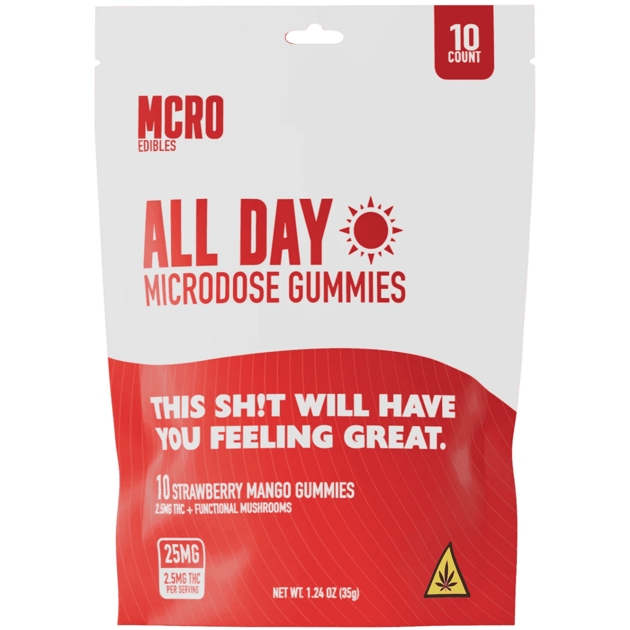 MCRO Microdose Gummies All Day 25MG - Strawberry Mango