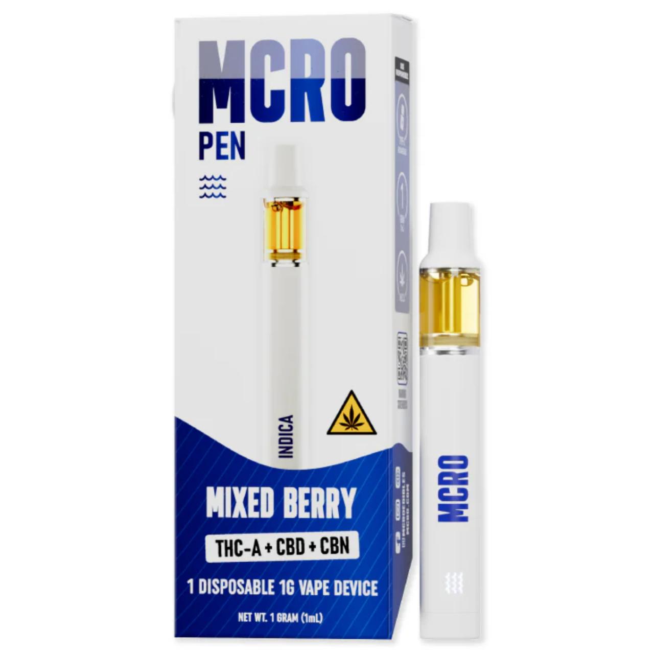 MCRO Pen THC-A+CBD+CBN Disposable 1G - Mixed Berry/Indica - Image 2