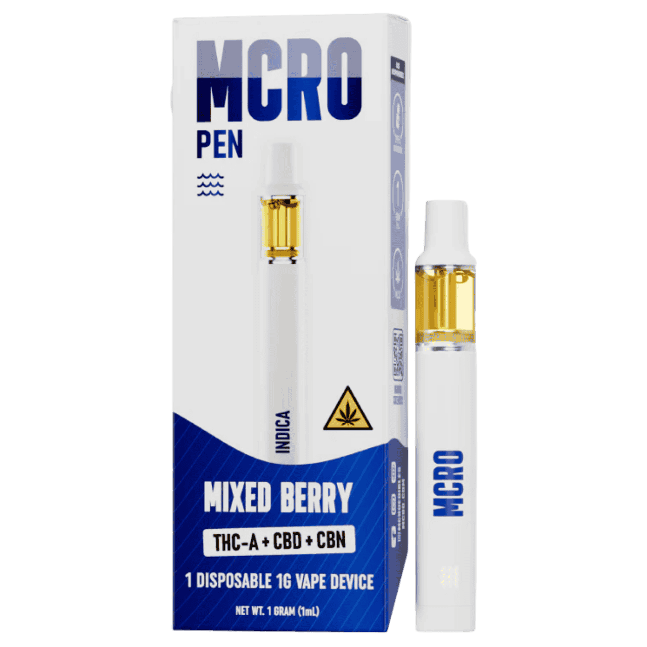 MCRO Pen THC-A+CBD+CBN Disposable 1G - Mixed Berry/Indica