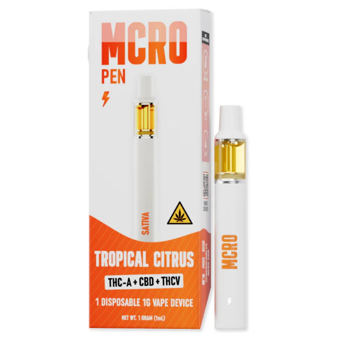 MCRO Pen THC-A+CBD+THCV Disposable 1G - Tropical Citrus/Sativa - Image 2