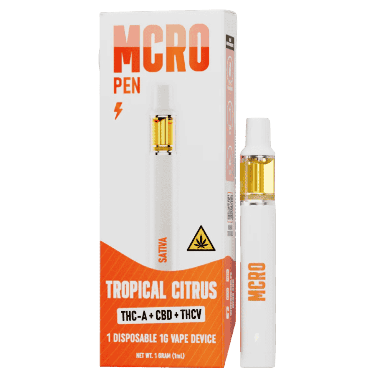 MCRO Pen THC-A+CBD+THCV Disposable 1G - Tropical Citrus/Sativa
