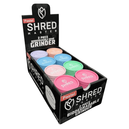 Shred Master Hemp Grinder 2 Piece -24COUNT Pastel