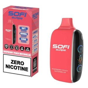 Sofi Surge Zero Nicotine 25000 Puff Disposable Raspberry Peach Watermelon – Puffezee