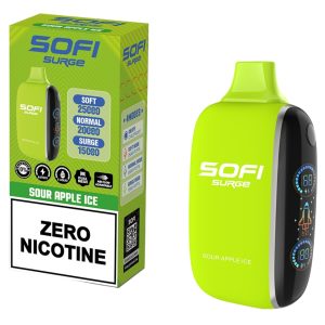 Sofi Surge Zero Nicotine 25000 Puff Disposable Sour Apple ice – Puffezee
