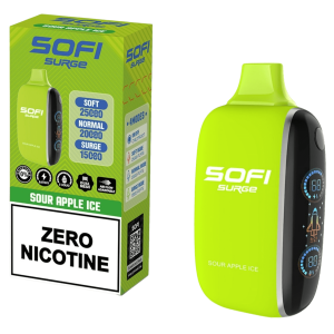 Sofi Surge Zero Nicotine 25000 Puff Disposable Sour Apple ice – Puffezee