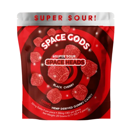Space Gods Super Sour Space Head Delta-9 THC/CBD Gummies - 30PK