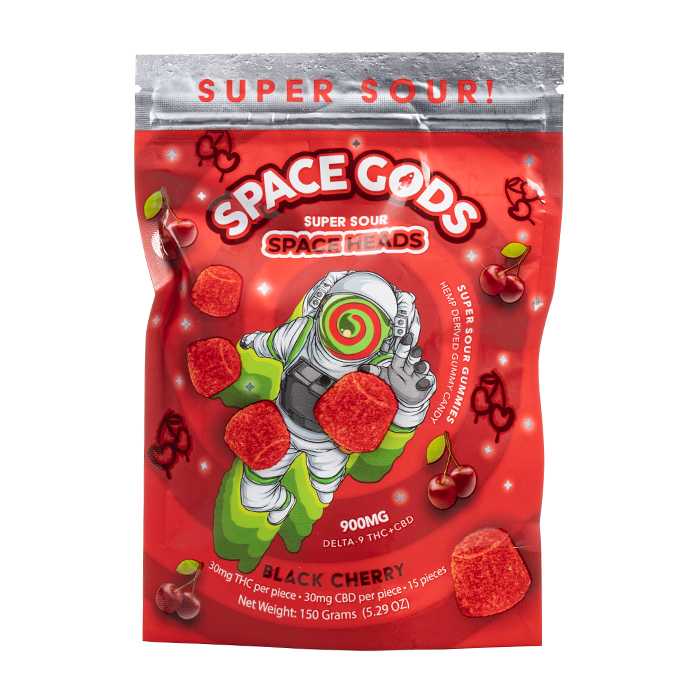 Space Gods Super Sour Space Head Delta-9 THC/CBD Gummies - 900MG