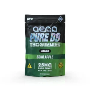 AERA THC Pure D9 Gummies 250MG -10CT - Sour Apple/Sativa