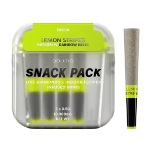 BOUTIQ THC-A Infused 0.5G Mini Pre-Rolls 5CT - Lemon Stripes-Rainbow Belts/Sativa