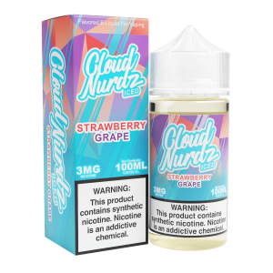 Cloud Nurdz Iced Grape Strawberry Synthetic Nicotine 100ml E-Juice