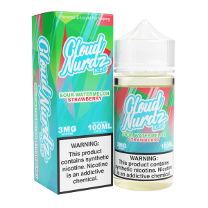 Cloud Nurdz Iced Sour Watermelon Strawberry Synthetic Nicotine 100ml E-Juice