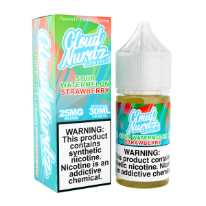 Cloud Nurdz Salts Iced Sour Watermelon Strawberry Synthetic Nicotine 30ml E-Juice