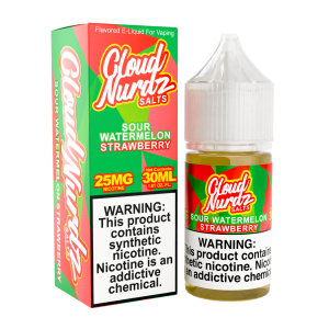 Cloud Nurdz Salts Sour Watermelon Strawberry Synthetic Nicotine 30ml E-Juice