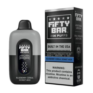 Fifty Bar V2 20000 Puff Disposable - Blueberry Cereal Donut Milk - Black Series