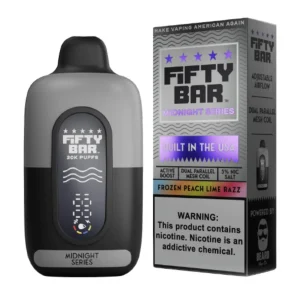 Fifty Bar V2 20000 Puff Disposable - Midnight Series - Frozen Peach Lime Razz