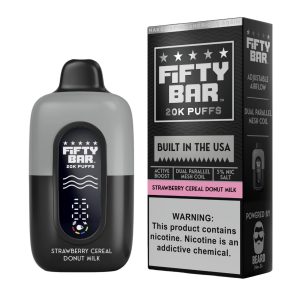 Fifty Bar V2 20000 Puff Disposable - Strawberry Cereal Donut Milk - Black Series