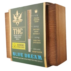 Hemp Wellness Pure Gold THC Injected Prerolls 2G -15CT - Blue Dream/Sativa