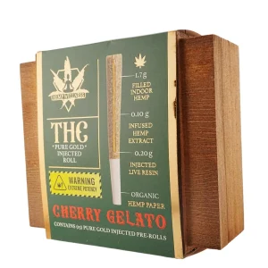 Hemp Wellness Pure Gold THC Injected Prerolls 2G -15CT - Cherry Gelato/Indica