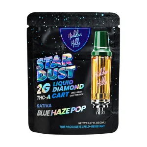 Hidden Hills Star Dust Liquid Diamond THC-A Cartridge 2G - Blue Haze Pop/Sativa