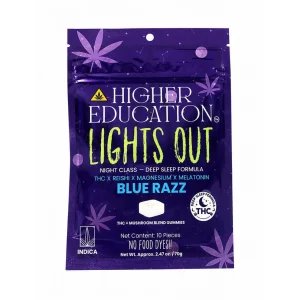 Higher Education Lights Out THC/Melatonin/Mushroom Blend Gummies - Blue Razz/Indica