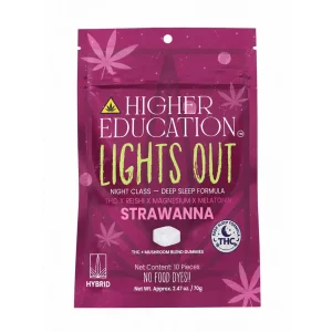 Higher Education Lights Out THC/Melatonin/Mushroom Blend Gummies - Strawanna/Hybrid