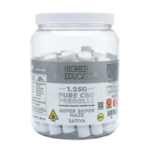 Higher Education Pure CBD Prerolls 1.25G Jar-30CT - Super Silver Haze/Sativa