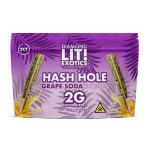 LIT Exotics Diamond Hashole Prerolls 2G 1PK-2CT - Grape Soda/Indica