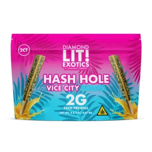 LIT Exotics Diamond Hashole Prerolls 2G 1PK-2CT - Vice CIty/Sativa