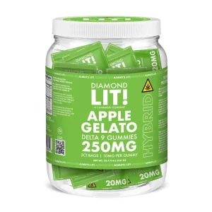 LIT THC D9 Gummies Jar 2PK-25CT - Apple Gelato/Hybrid