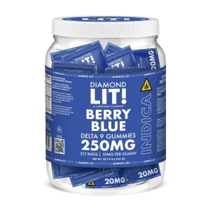 LIT THC D9 Gummies Jar 2PK-25CT - Berry Blue/Indica