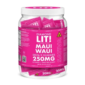 LIT THC D9 Gummies Jar 2PK-25CT - Maui Waui/Sativa