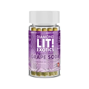 LIT THC Diamond Exotic Prerolls Joint Jar 1G-5CT - Grape Soda/Indica