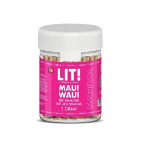 LIT THC Diamond Infused Prerolls Joint Jar 50CT - Maui Waui/Sativa