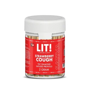 LIT THC Diamond Infused Prerolls Joint Jar 50CT - Strawberry Cough/Sativa