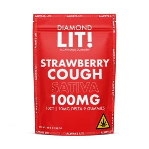 LIT THC Gummies 100MG 1PK-10CT - Strawberry Cough/Sativa