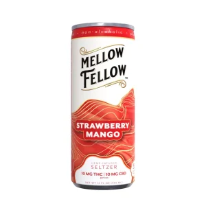 Mellow Fellow Seltzer D9+CBD Beverages 20MG- 12CT Variety Pack - Strawberry Mango