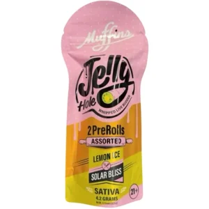 Muffins Jelly Hole Prerolls 2 COUNT - Lemon Ice-Solar Bliss/Sativa
