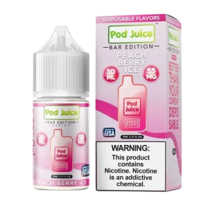 Pod Juice Salt PJ 5000 Series Peach Berry Ice Tobacco Free Nicotine E-Juice 30ml