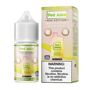 Pod Juice Salt PJ 5000 Series Strawberry Banana Tobacco Free Nicotine E-Juice 30ml