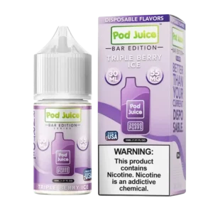 Pod Juice Salt PJ 5000 Series Triple Berry Ice Tobacco Free Nicotine E-Juice 30ml