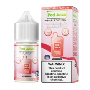 Pod Juice Salt PJ 5000 Series Watermelon Bubblegum Tobacco Free Nicotine E-Juice 30ml