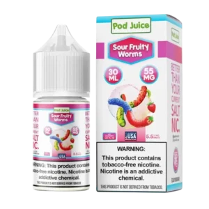 Pod Juice Salt Sour Fruity Worms Tobacco Free Nicotine E-Juice 30ml