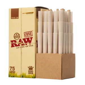 Raw King Size Cones 75CT - Organic Hemp