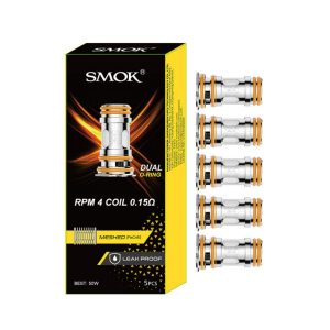 SMOK RPM 4 Replacement Coils - 5PK - Mesh Dual O-Ring 0.15 OHMS